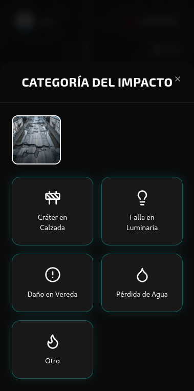 Selección de categoría del impacto